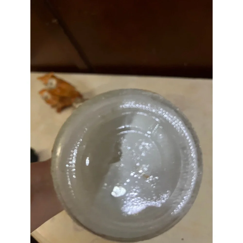 Vintage‎ Glitter Owl Glass Vase Yellow Cylindrical Decorative Floral Accent
